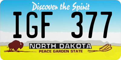 ND license plate IGF377