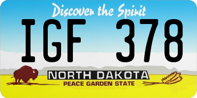 ND license plate IGF378