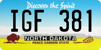 ND license plate IGF381