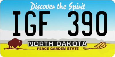 ND license plate IGF390