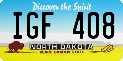 ND license plate IGF408