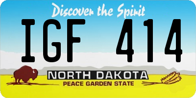 ND license plate IGF414
