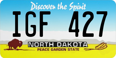 ND license plate IGF427
