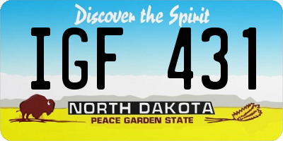 ND license plate IGF431