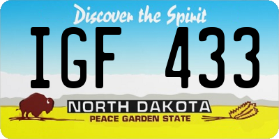 ND license plate IGF433