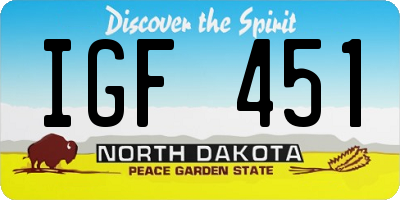 ND license plate IGF451
