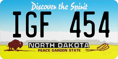 ND license plate IGF454
