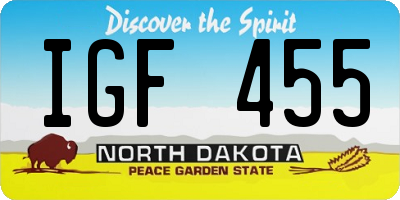 ND license plate IGF455
