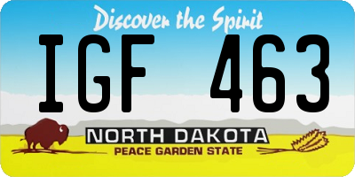 ND license plate IGF463