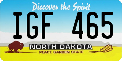 ND license plate IGF465