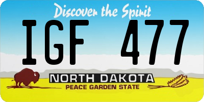 ND license plate IGF477