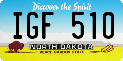 ND license plate IGF510