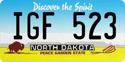 ND license plate IGF523