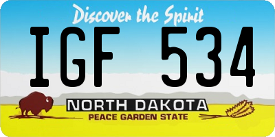 ND license plate IGF534