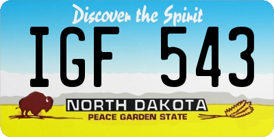 ND license plate IGF543