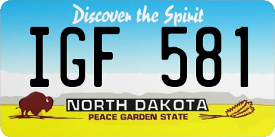 ND license plate IGF581