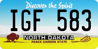 ND license plate IGF583