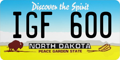 ND license plate IGF600
