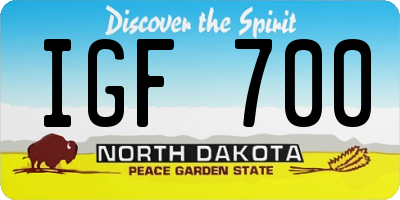 ND license plate IGF700