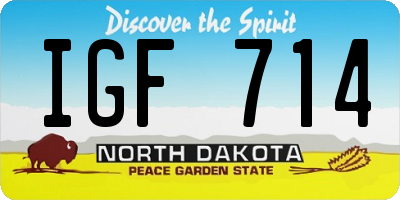 ND license plate IGF714