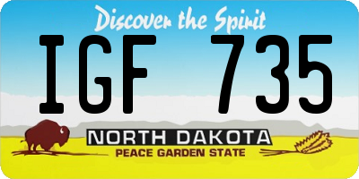 ND license plate IGF735