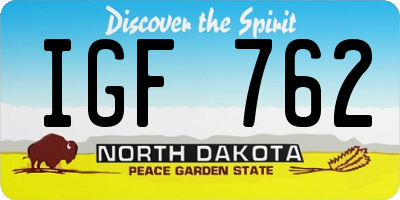 ND license plate IGF762