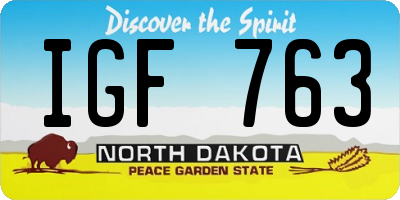 ND license plate IGF763