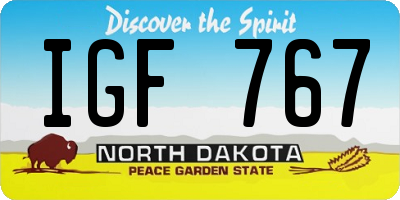 ND license plate IGF767