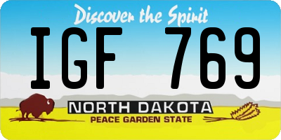 ND license plate IGF769