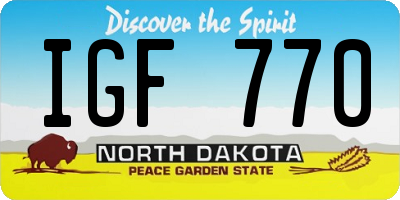 ND license plate IGF770