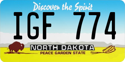 ND license plate IGF774