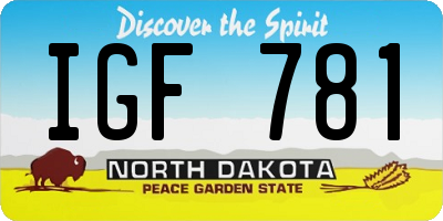 ND license plate IGF781