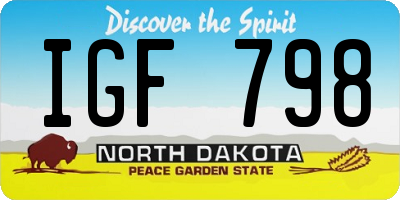 ND license plate IGF798