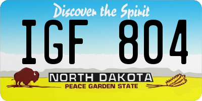 ND license plate IGF804
