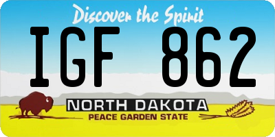ND license plate IGF862