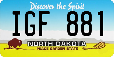 ND license plate IGF881