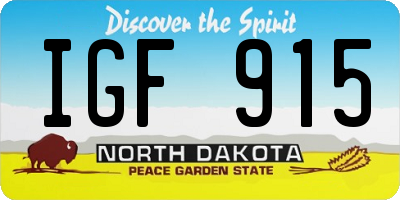 ND license plate IGF915