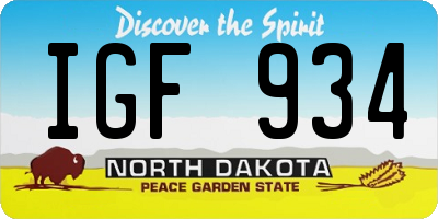 ND license plate IGF934
