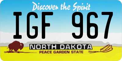 ND license plate IGF967