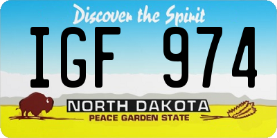 ND license plate IGF974