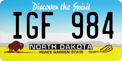 ND license plate IGF984