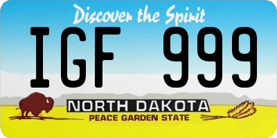 ND license plate IGF999
