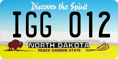 ND license plate IGG012