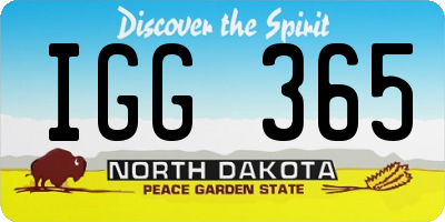 ND license plate IGG365