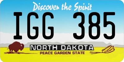 ND license plate IGG385