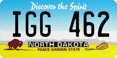 ND license plate IGG462