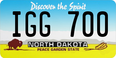 ND license plate IGG700