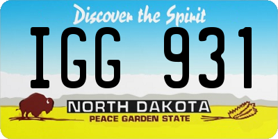 ND license plate IGG931