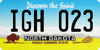 ND license plate IGH023