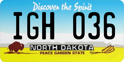 ND license plate IGH036